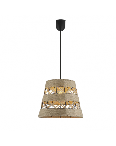 Ceiling lamp 29cm made of metal and rope with black and natural finish E27 60W