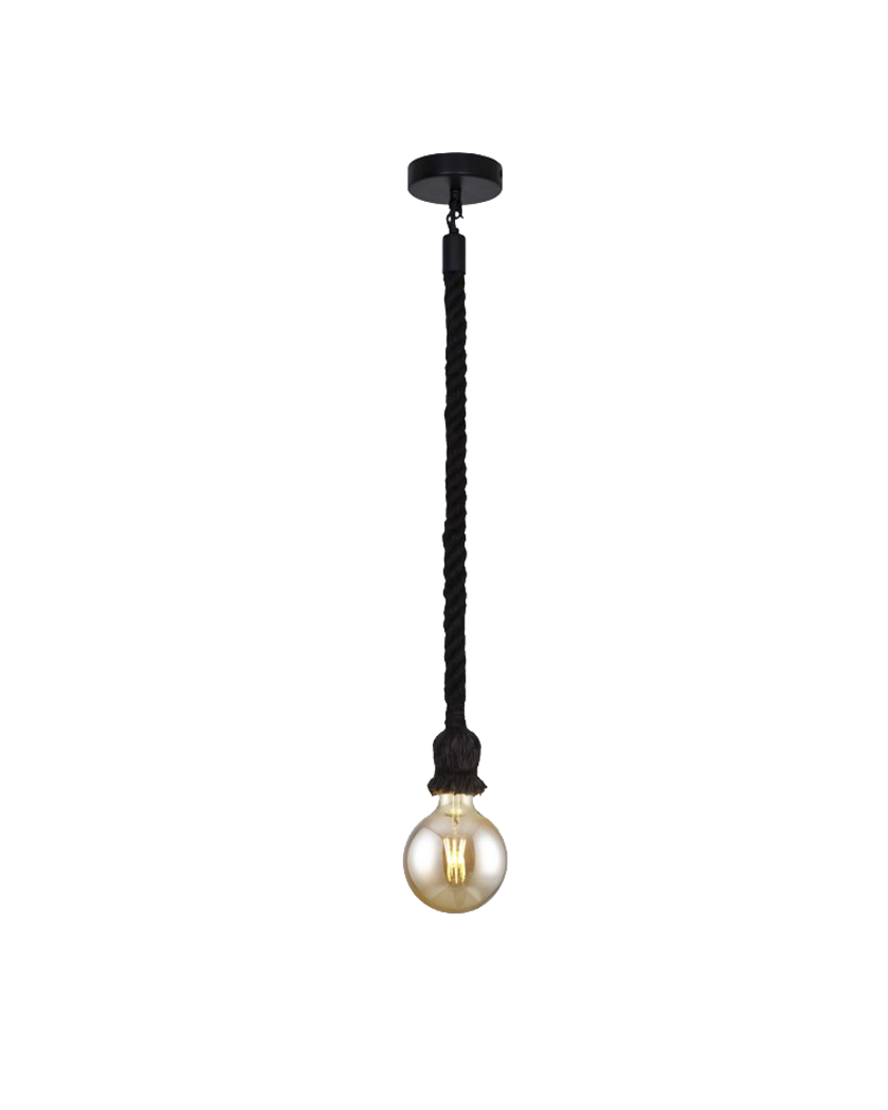 Ceiling lamp metal and rope black finish E27 60W