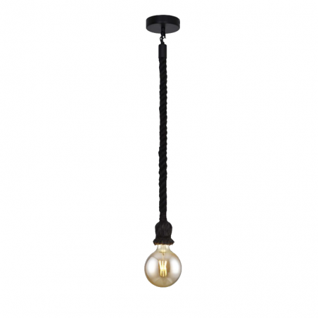 Ceiling lamp metal and rope black finish E27 60W