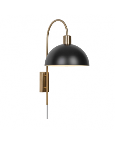 Wall lamp 40cm metal with brass and black finish 40W E14 with switch