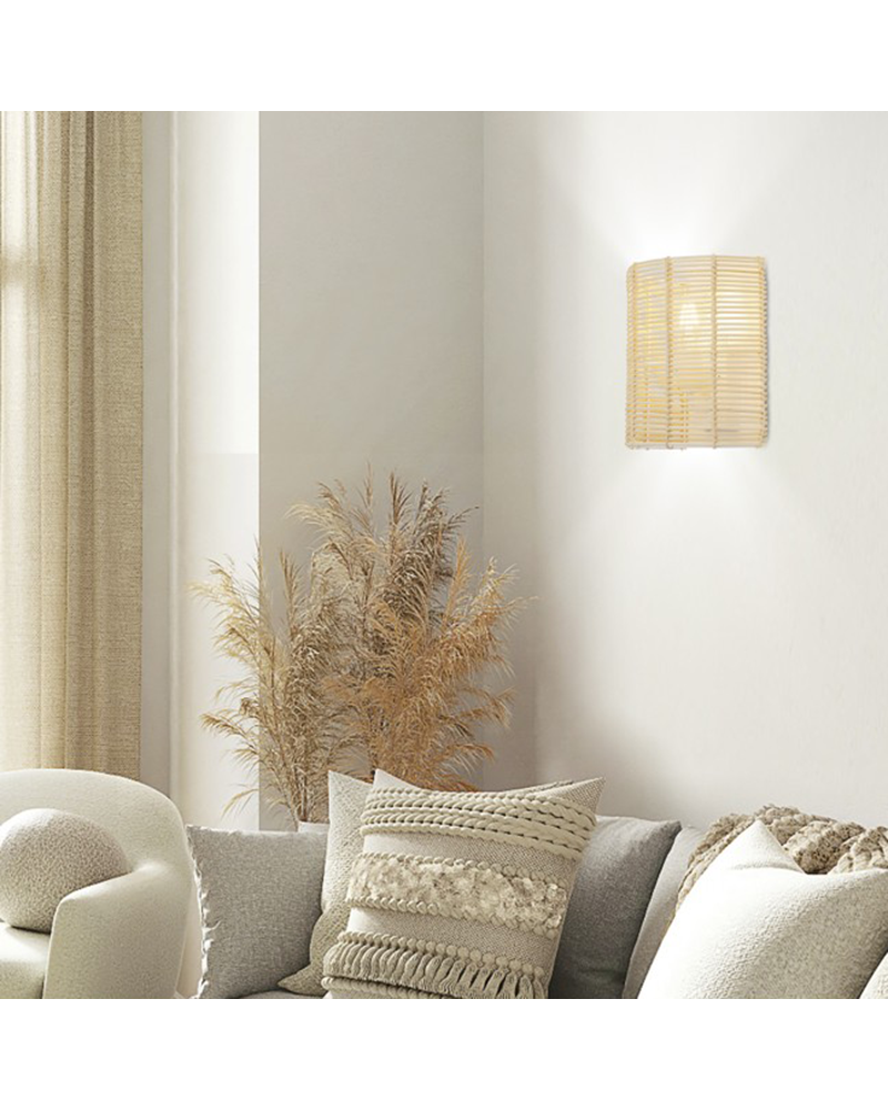 Aplique de pared 25cm de ratán acabado natural 60W E27