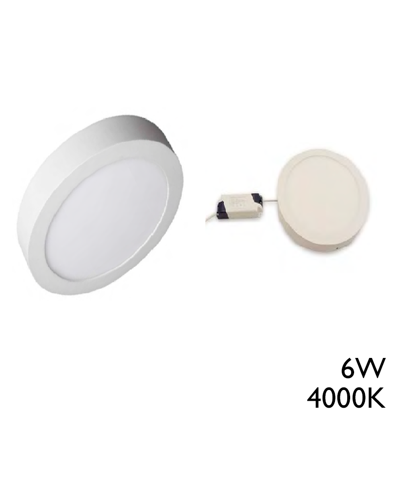 Plafón downlight LED 4000ºK K6W 12cm LED de superficie  acabado blanco