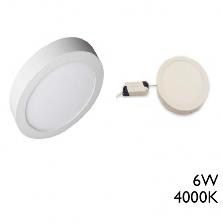 LED downlight ceiling lamp 4000ºK K6W 12cm LED surface finish white