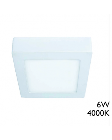 LED downlight ceiling lamp square 4000ºK K6W 12cm LED surface finish white