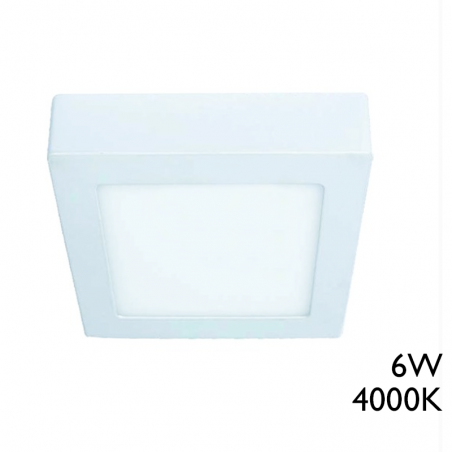 Plafón downlight LED 4000ºK cuadrado 6W 12cm LED de superficie acabado blanco