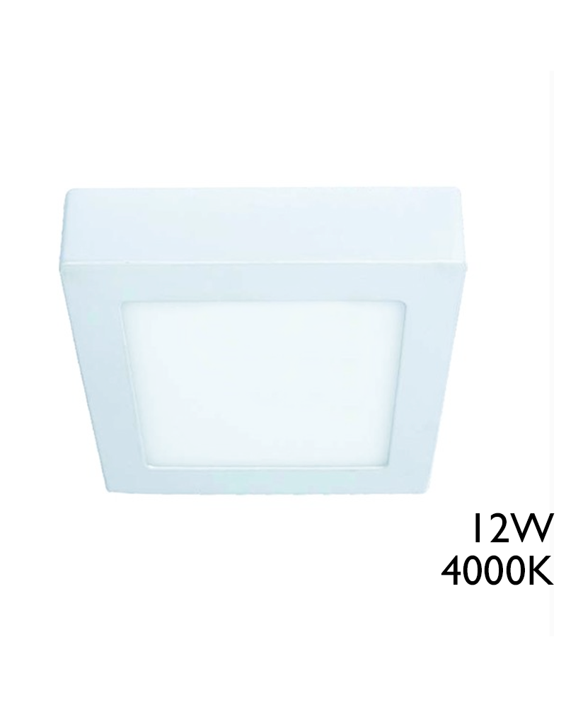 Plafón Downlight 17 x 17 cm cuadrado de superficie marco blanco 12W LED aluminio