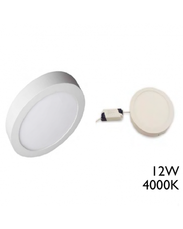 Plafón Downlight 17cm redondo de superficie marco blanco 12W LED aluminio