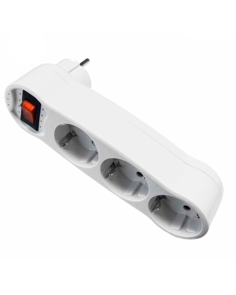 Clavija 3 tomas de salidas T/T lateral con interruptor