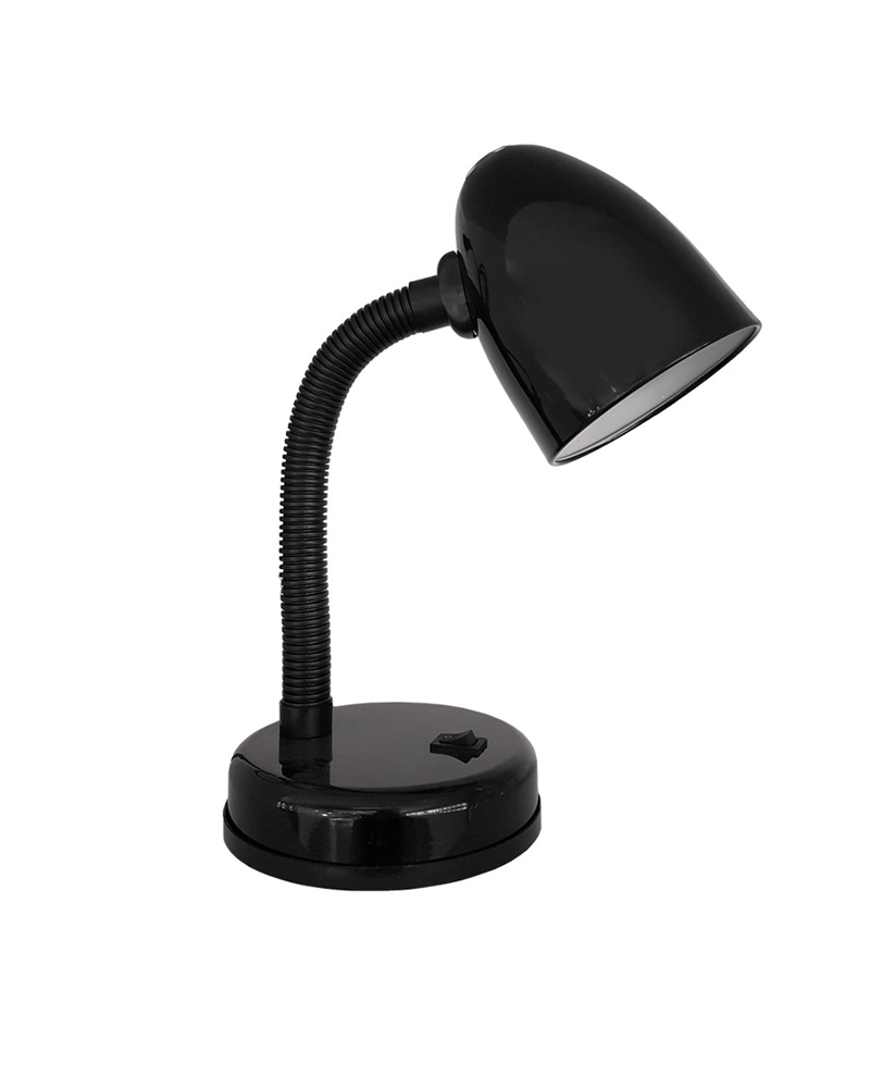 Flexo 34cm 60w E27 de metal acabado negro con interruptor