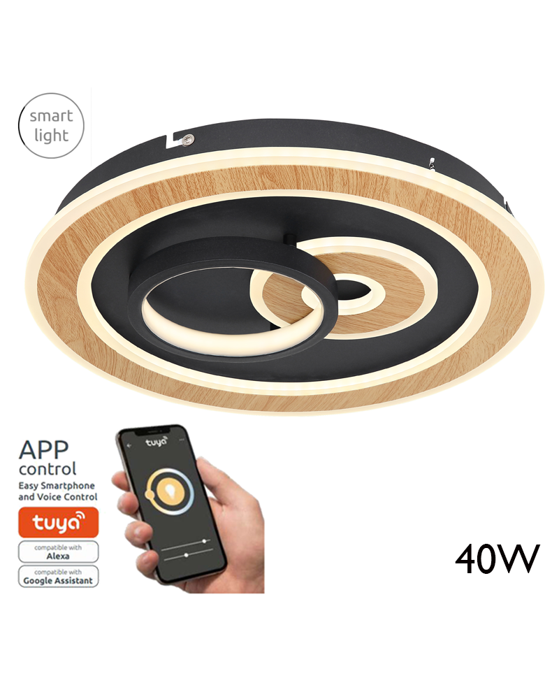 Plafón 40cm LED de metal y acrílico 40W REGULABLE Compatible con Alexa