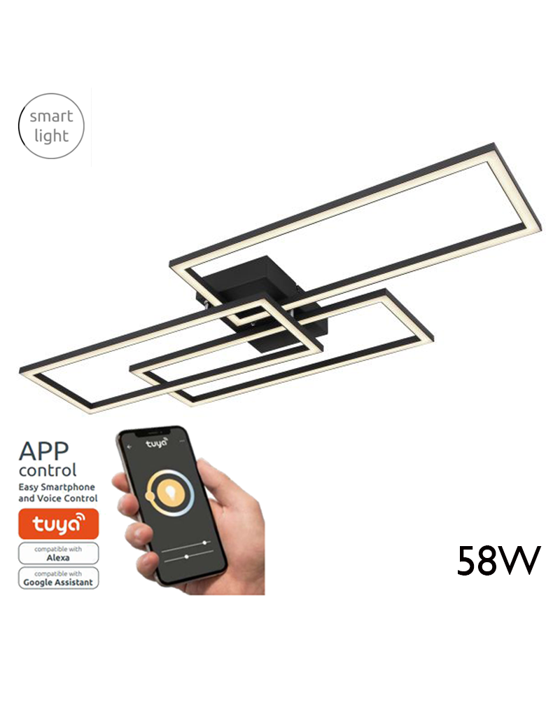 Ceiling lamp 90cm LED made of acrylic metal and aluminum 58W DIMMABLE Compatible with Alexa