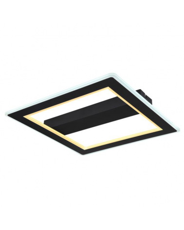 LED ceiling lamp 45cm metal and acrylic, black and opal finish, 30W 3000K