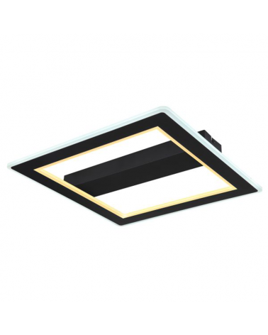 Plafón LED techo 45cm de metal y acrílico acabado negro y opal 30W 3000K