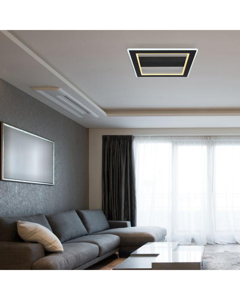 Plafón LED techo 45cm de metal y acrílico acabado negro y opal 30W
