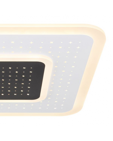 LED ceiling lamp 46cm square metal and acrylic, white and opal finish CCT 47W Dimmable