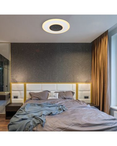 Plafón LED techo 46cm redondo de metal y acrílico acabado blanco y opal CCT 44W Regulable