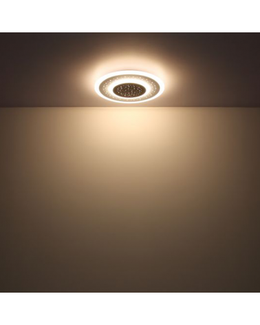Plafón LED techo 46cm redondo de metal y acrílico acabado blanco y opal CCT 44W Regulable