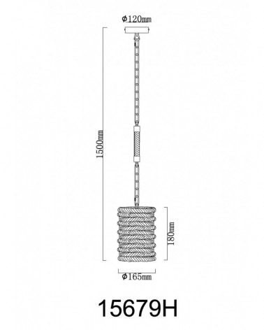 Lámpara colgante rústica con pantalla 16,5 cm cuerda de cáñamo E27 60W con cadena negra