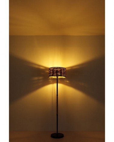 Lámpara de mesa rústica con pantalla 16,5cm cuerda de cáñamo E2740W 147cm de altura