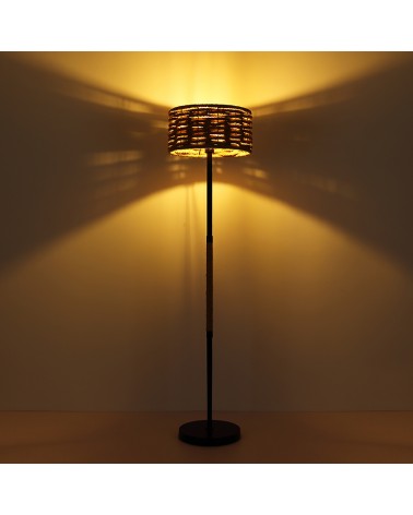 Rustic floor lamp with shade 40cm hemp rope E27 40W 147cm high