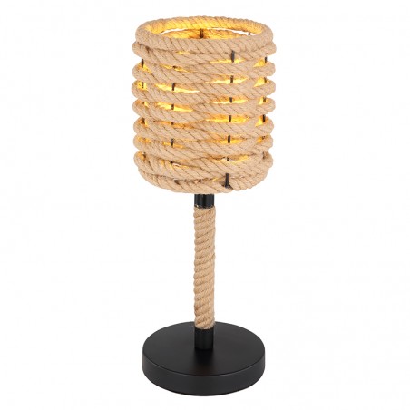 Rustic table lamp with shade 16.5cm hemp rope E2740W 147cm high