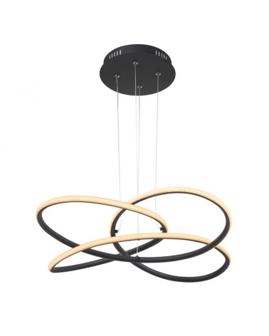 LED Ceiling lamp 60cm in plastic and metal, opal finish, black and white 30W