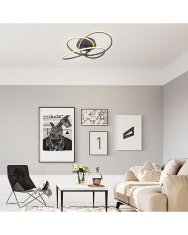 Plafón LED techo 60cm de metal y plástico acabado blanco, opal y negro 30W 3000K