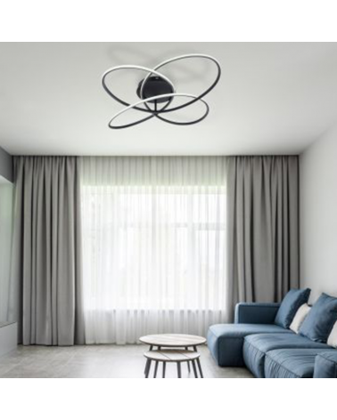 Plafón LED techo 60cm de metal y plástico acabado blanco, opal y negro 30W 3000K