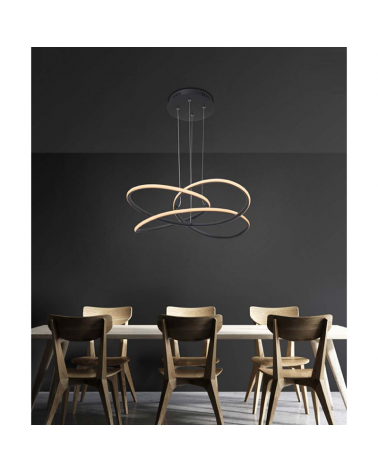 Lámpara de techo LED 60cm de plástico y metal acabado opal, blanco y negro 30W