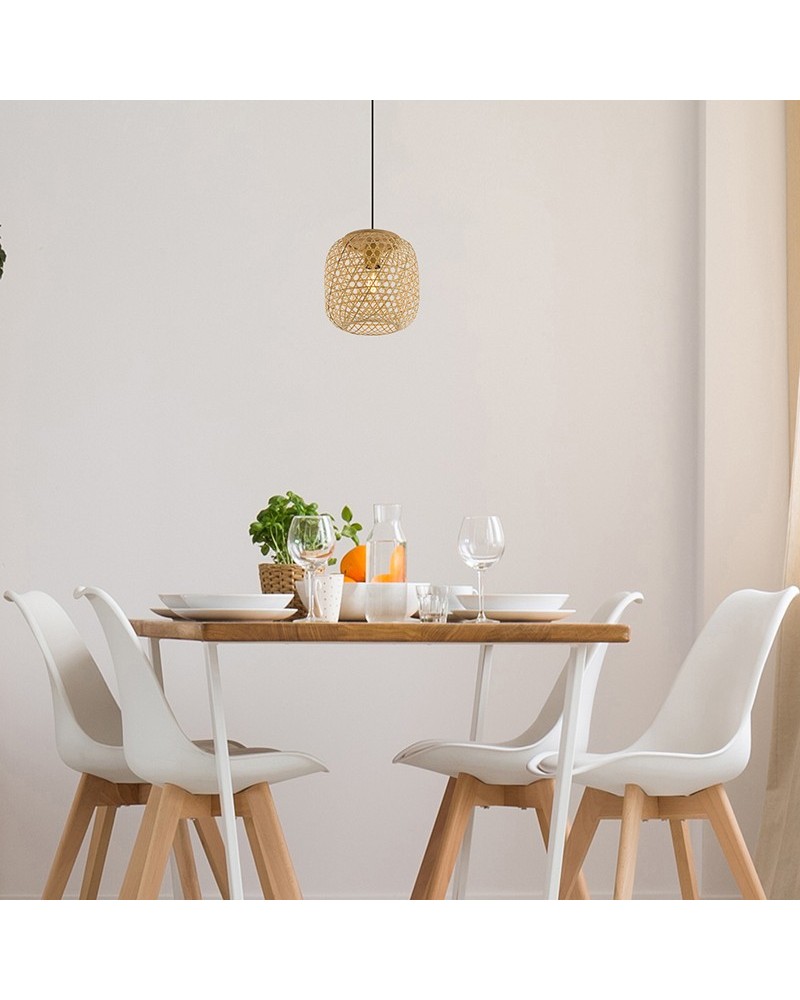 Lámpara colgante boho de trenzado bambú ø23cm x 27cm E27 60W