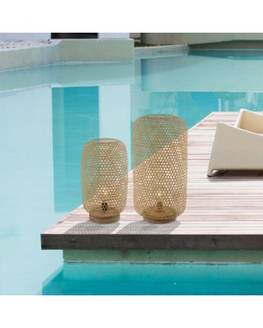 Lámpara de mesa boho de trenzado bambú ø31cm x 55cm E27 60W