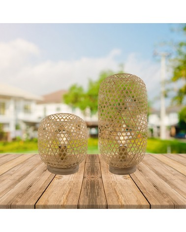 Lámpara de mesa boho de trenzado bambú ø23cm x 27cm E27 60W