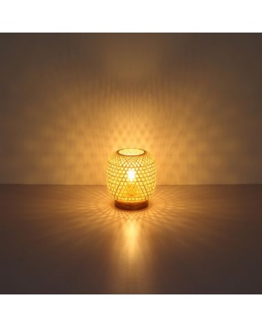 Lámpara de mesa boho de trenzado bambú ø23cm x 27cm E27 60W