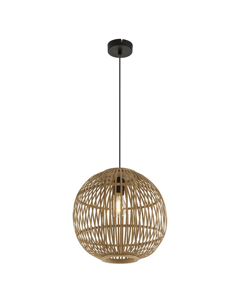 Lámpara colgante boho esfera jaula bambú ø30cm E27 60W