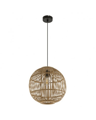 Lámpara colgante boho esfera jaula bambú ø30cm E27 60W