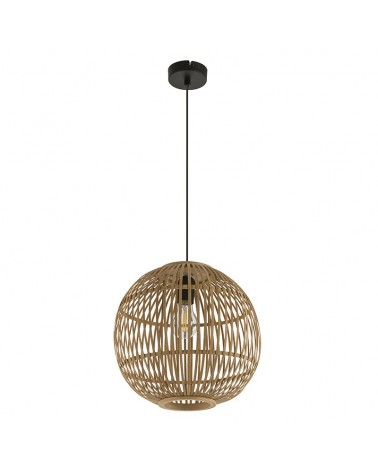 Lámpara colgante boho esfera jaula bambú ø30cm E27 60W