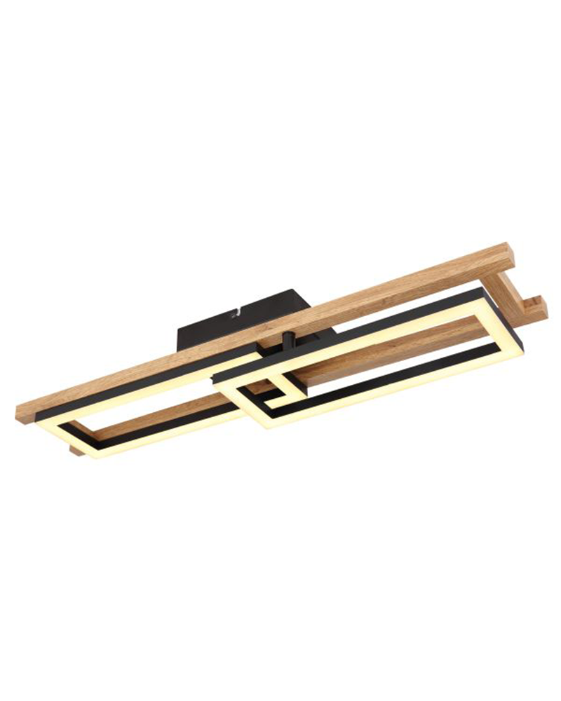 LED ceiling lamp 69cm LED 20W made of metal, plastic and wood 3000K