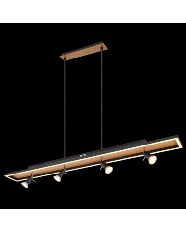 Ceiling lamp 116cm LED 30W with four 4xGU10 48W metal and plastic spotlights with memory function