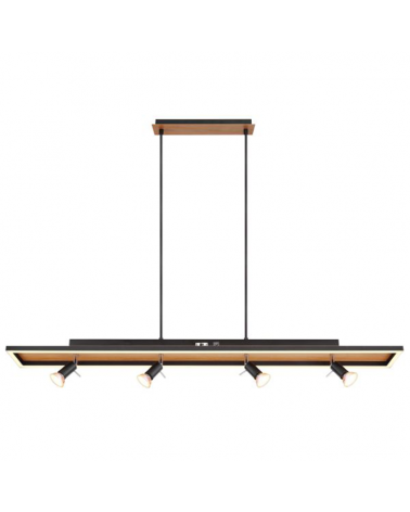 Lámpara de techo 116cm LED 30W con cuatro focos 4xGU10 48W de metal y plástico REGULABLE