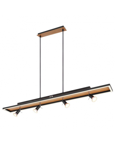 Ceiling lamp 116cm LED 30W with four 4xGU10 48W metal and plastic spotlights with memory function