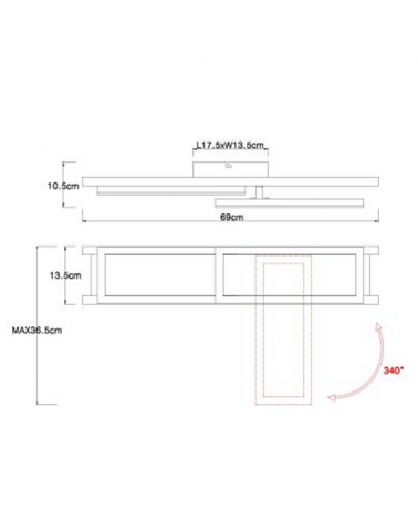 LED ceiling lamp 69cm LED 20W made of metal, plastic and wood 3000K