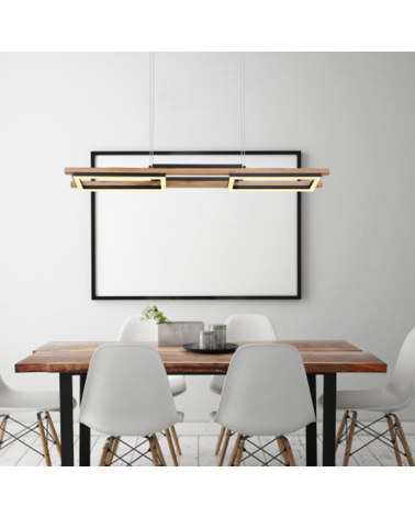 Lámpara de techo LED 100cm de metal, plástico y madera 30W 3000K