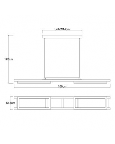 Lámpara de techo LED 100cm de metal, plástico y madera 30W 3000K