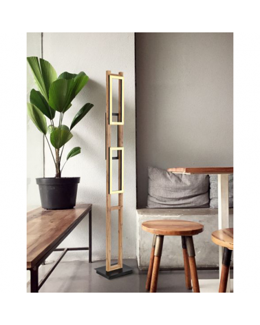 Lámpara de pie LED 150cm de metal, plástico y madera 30W 3000K