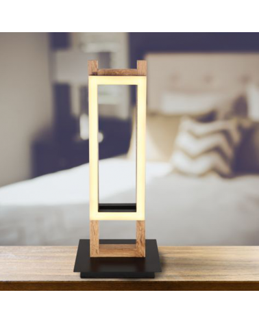 Lámpara de mesa LED 50cm de metal, plástico y madera 20W 3000K