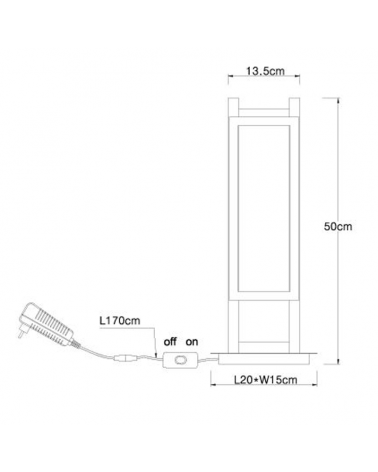 Lámpara de mesa LED 50cm de metal, plástico y madera 20W 3000K