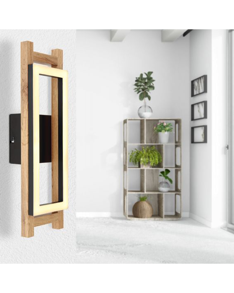 LED Wall light 45cm made of metal, plastic and wood 10W 3000K