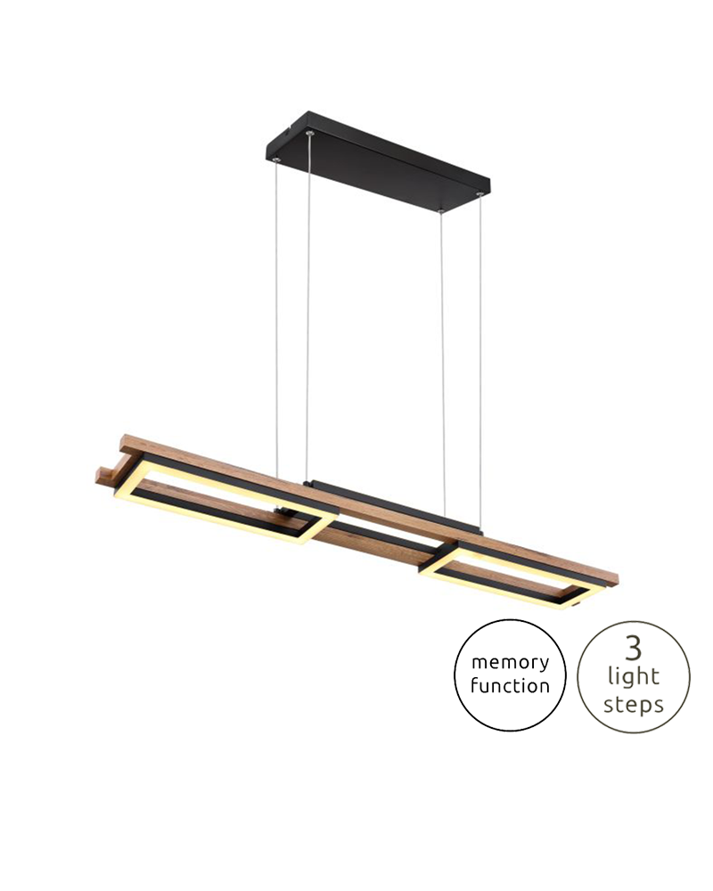 Lámpara de techo LED 100cm de metal, plástico y madera 30W 3000K