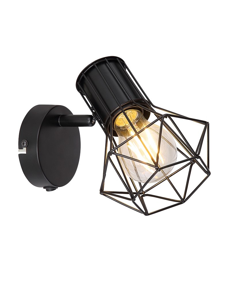 Retro vintage wall sconces Cage Industrial lamp with lamp holder black finish black base E27 40W