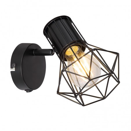 Retro vintage wall sconces Cage Industrial lamp with lamp holder black finish black base E27 40W
